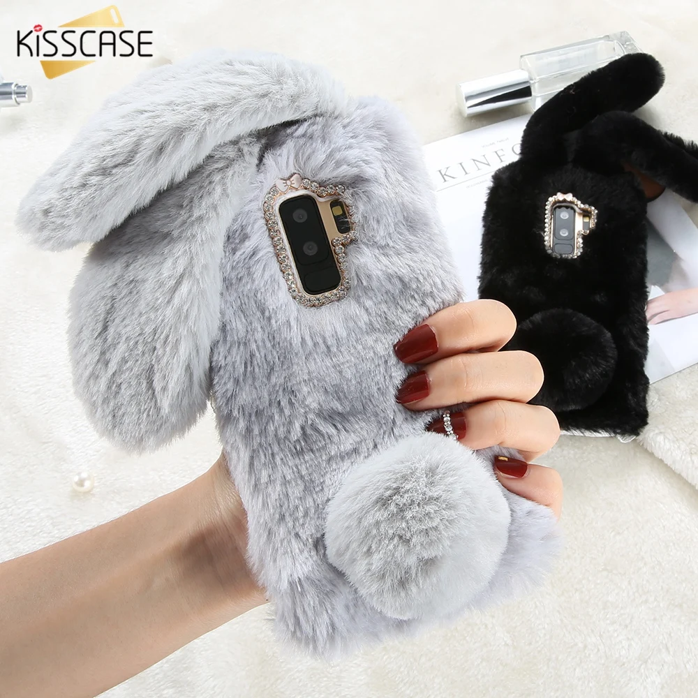 KISSCASE 3D пушистый чехол для телефона с кроликом Samsung A7 A5 J7 J5 2017 теплый меховой