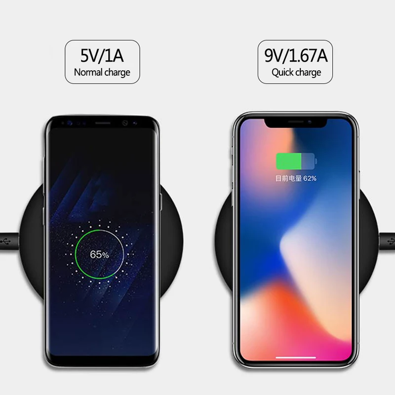 Беспроводное быстрое зарядное устройство для iPhone X Samsung Galaxy Note 8 S8 S7 S6 Plus QI