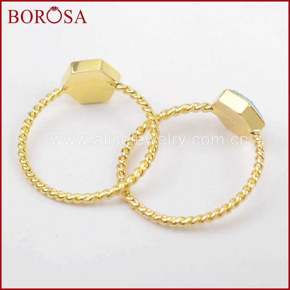 BOROSA 10 шт 6 мм шестигранные японские опаловые кольца оптовая торговля золотой