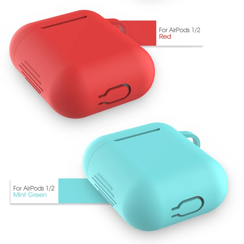 1 шт. силиконовый Bluetooth беспроводной чехол для наушников, защитный чехол, аксессуары для Apple Airpods 1/2, зарядная коробка с крючками