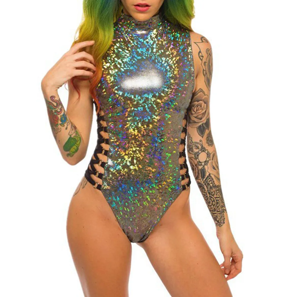 Женский купальный костюм с леопардовыми блестками сексуальный купальник