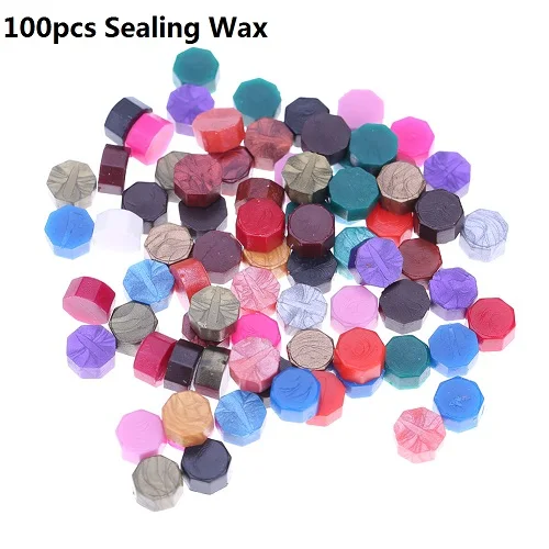 100pcs sealing wax Ретро античный растительный металлический уплотнительный воск штамп деревянная ручка древний DIY Ремесло Конверт штампы свадебные приглашения воск печать штамп - Цвет: 100pcs sealing wax