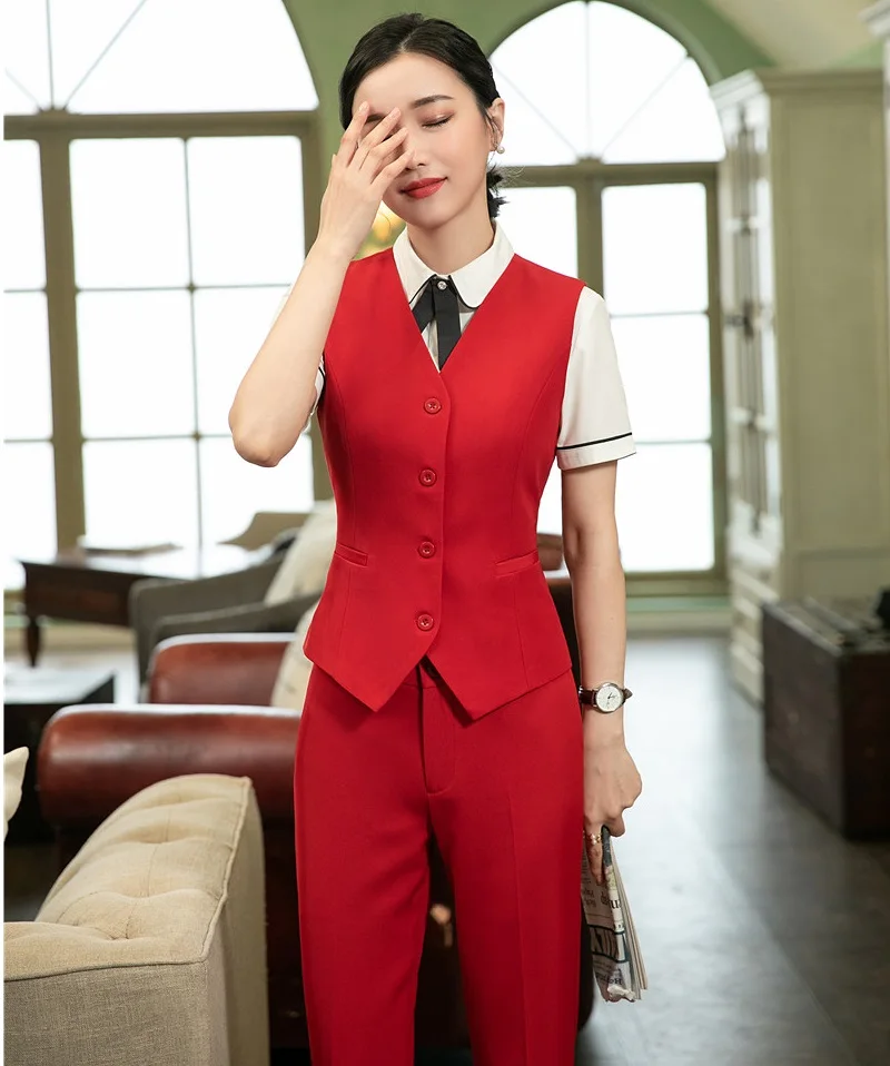 Деловые костюмы из 2 предметов топы и брюки деловой женский жилет офисные
