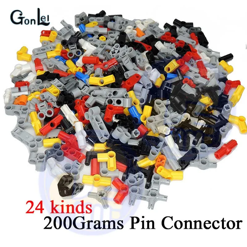 200Grams Connectors 200 г/лот, 20 видов деталей для техники, соединительный штыревой соединитель для стойки, шарнирный шарнир, объемные строительные блоки, кирпичи, игрушки, совместимые с - Цвет: 200Grams Connectors