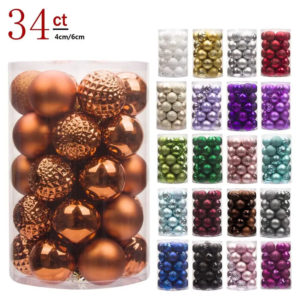 Рождественские шарики 34 шт. небьющиеся подвесные елочные для праздника