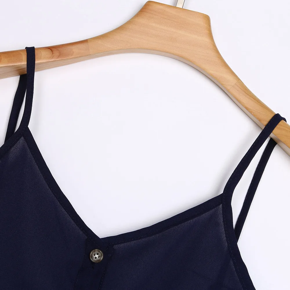Women Button Sleeveless Crop Top Vest Tank Shirt Blouse Tops Chiffon Material Solid Casua Pencil High Quality May 14
