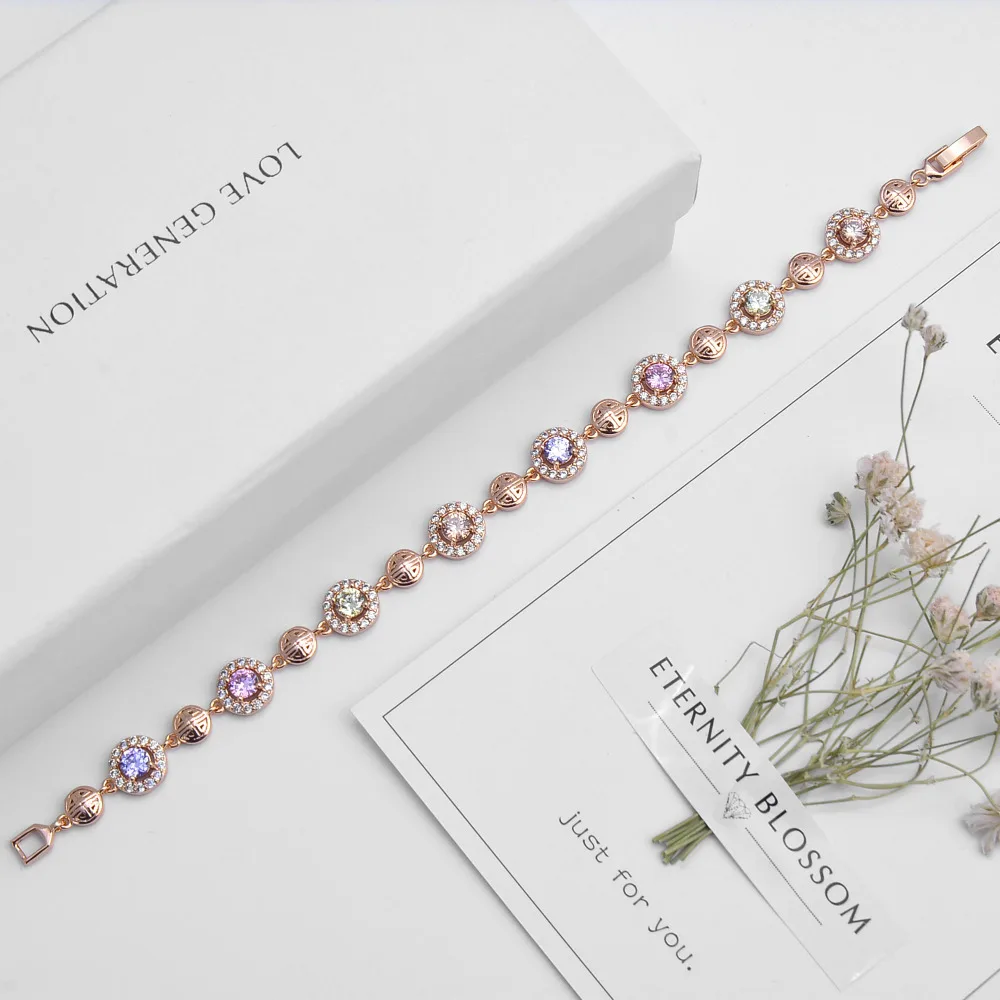 Europe and America Happy edge color zircon Bracelet 100% copper size 200*10 mm Wholesale retail Not fade | Украшения и аксессуары
