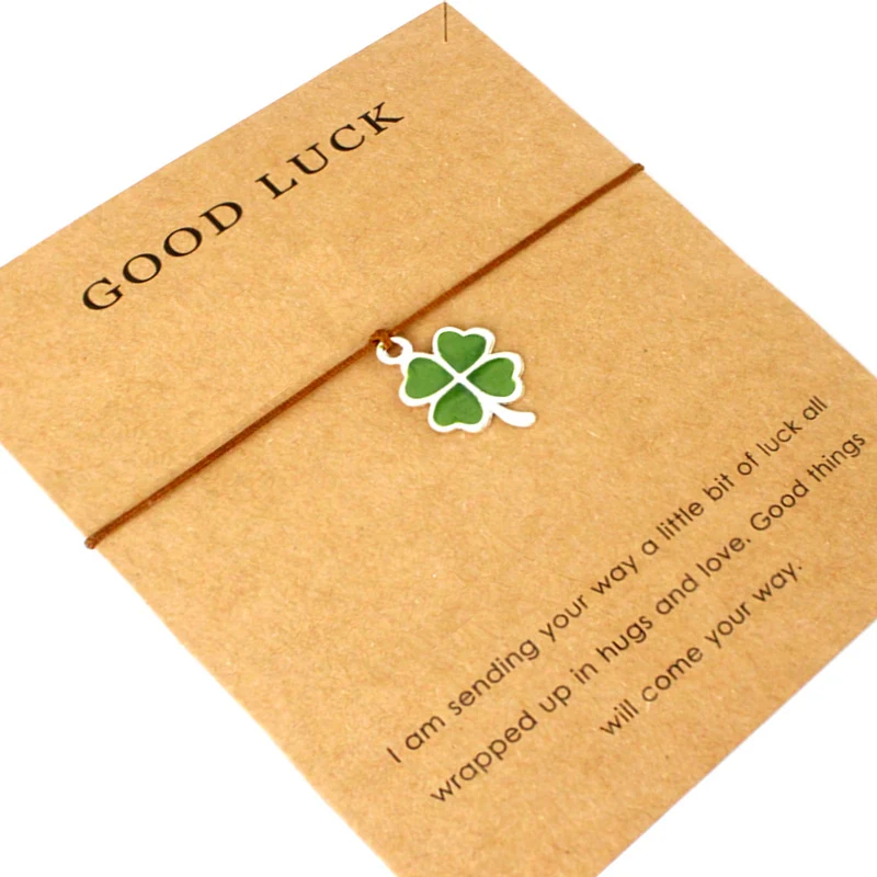 Регулируемые Браслеты Lucky Four Leaf Clover браслеты унисекс для мужчин и женщин модные