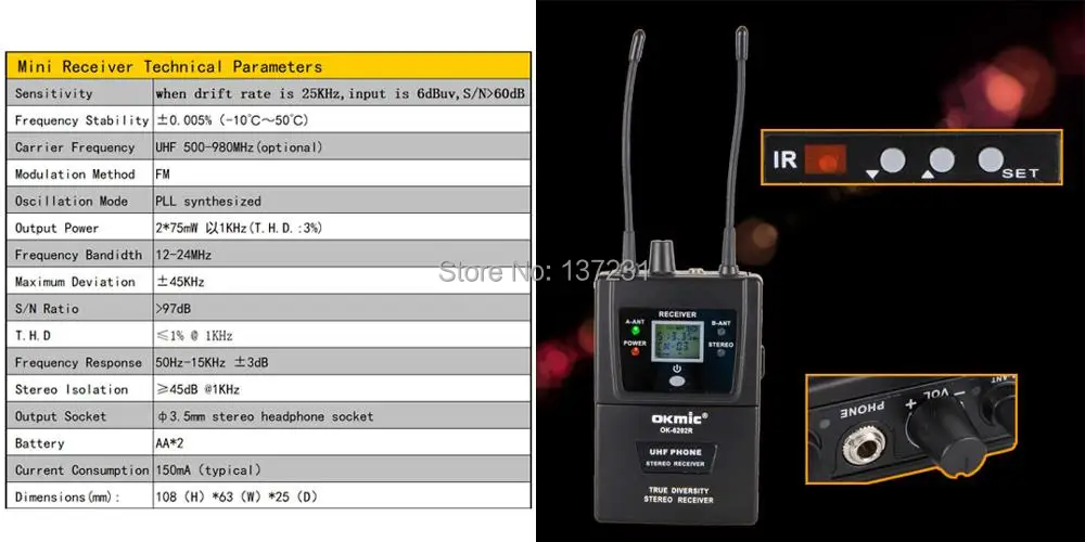 OKMIC OK-003UT+ OK-6202R сценические наушники система мониторинга Стерео приемники Беспроводная в ухо монитор система для на сцене монитор