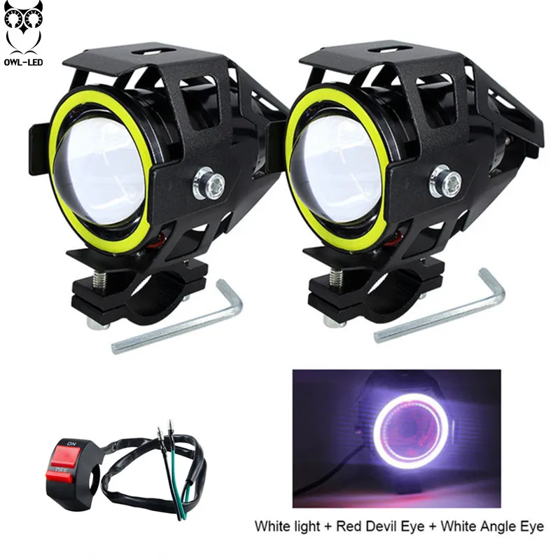 2 шт 125 W мотоцикл фар 3000LMW spotlight U7 светодиодный Moto для вождения автомобиля