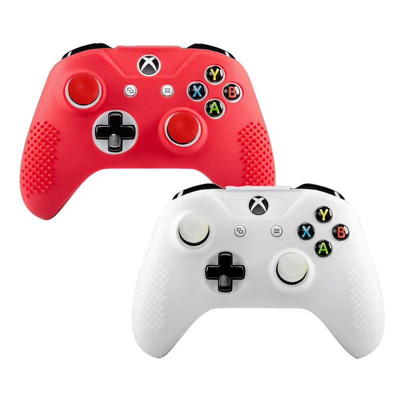 IVYUEEN 2 x мягкий Противоскользящий силиконовый резиновый чехол для Xbox One X S тонкий контроллер+ 4 x палочки для большого пальца - Цвет: Red and White