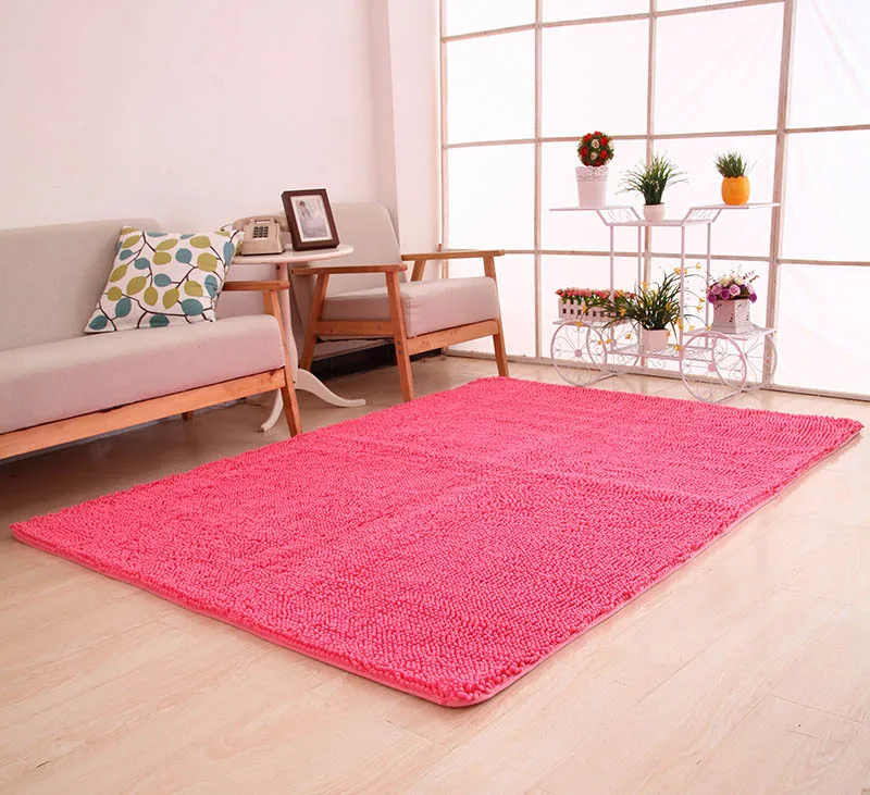 Pink Rugs 17-Цвет анти-скольжения ковры ткань с ворсом из шенили красный Ванная комната коврики для дома украшения Гостиная на коврике арабских цифр впитывающие коврики ковер - Цвет: Pink Rugs