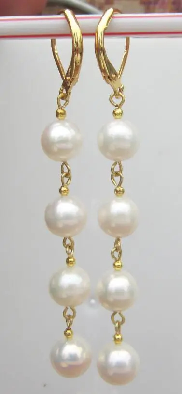 Красивый дизайн Pretty design AAA circular south sea white pearl earrings 14k/20|Серьги| |