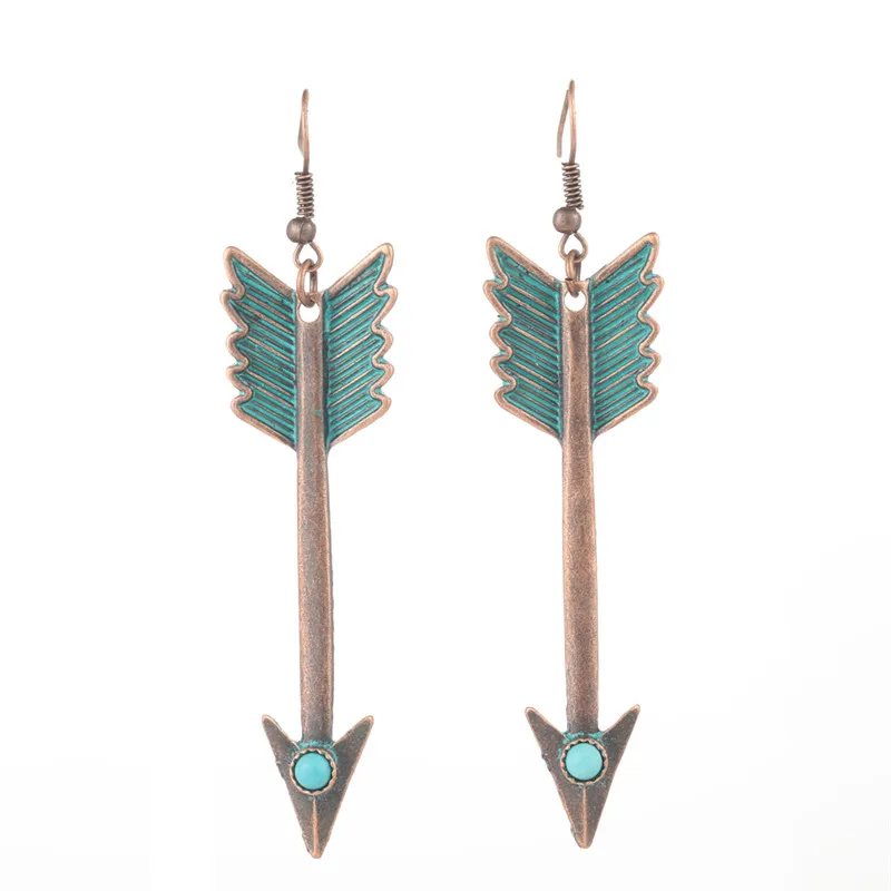 E021897 Fashion Vintage Bohemia Black Hollow Water droplets Round Circle arrow triangle Tassel Women's earrings Charm Ethnic jewelry - Окраска металла: E021897