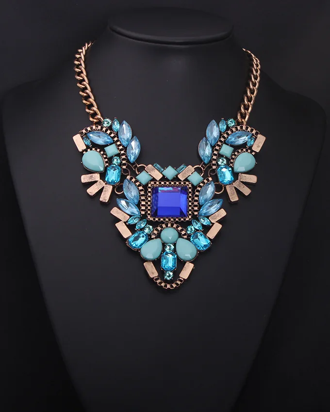 Free shipping Fashion Brand luxury Crystal Necklaces &amp Pendants Waterdrop Resin Vintage choker statement necklace women jewelry |