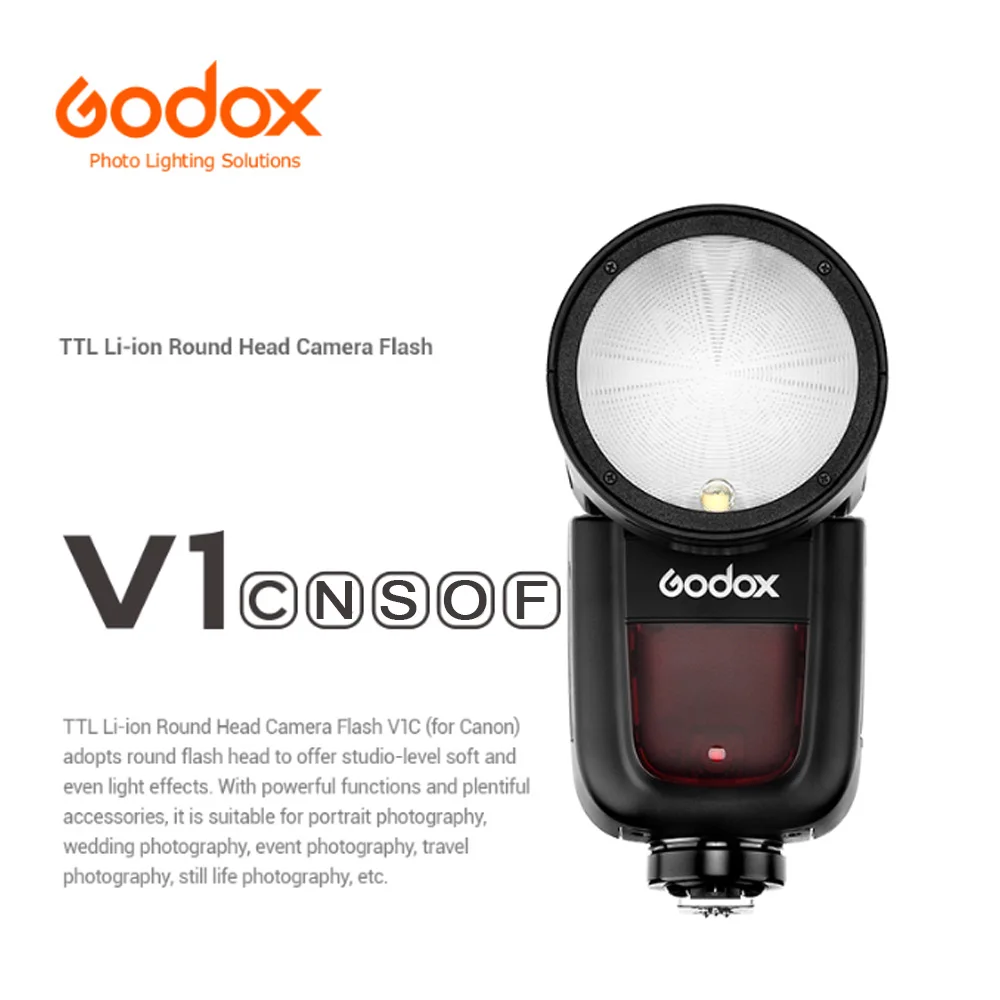 Godox V1 Вспышка Speedlite для SONY Canon Nikon Fujifilm Panasonic камера круглая вспышка HSS TTL литий