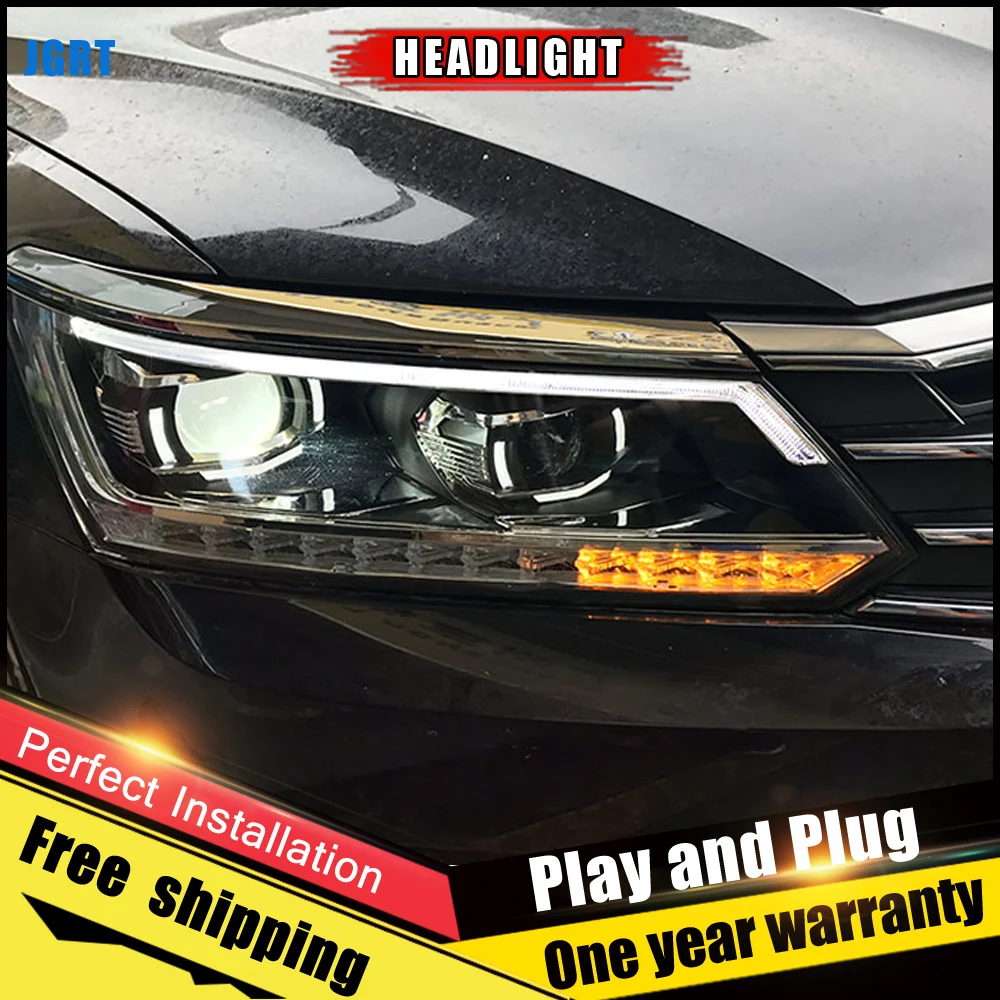 2 шт. светодиодный льные светодиодные фары для vw Passat 2011 2017 ные DRL двухлучевые H7 HID