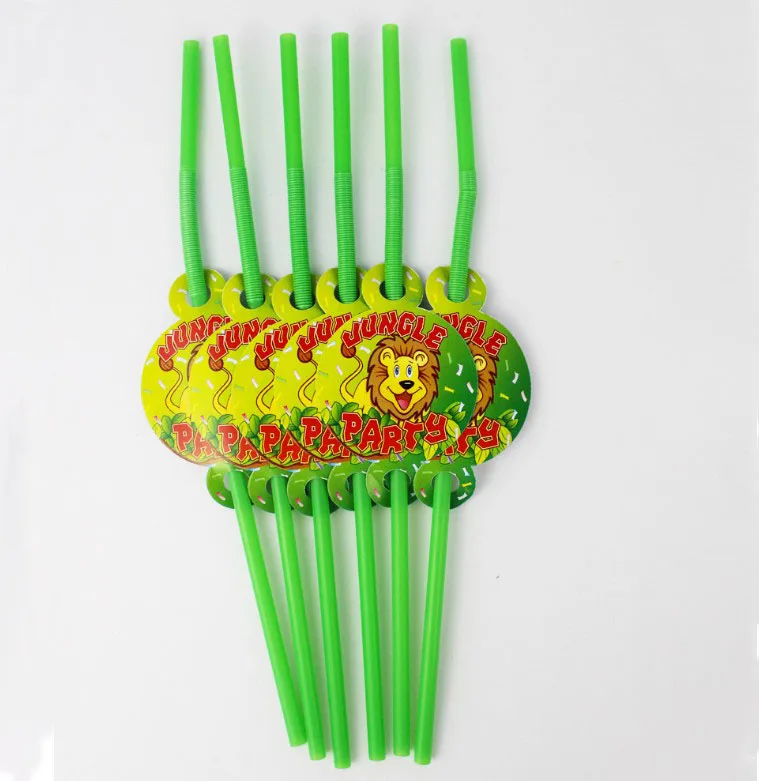 6 шт./лот милые соломинки для тематической вечеринки в виде короля льва Детские