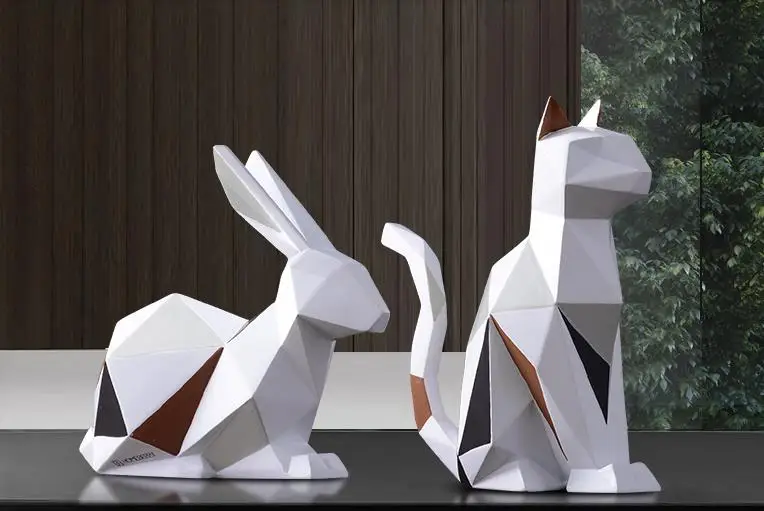 

Creative geometric rabbit crafts, European and American style art, home desktop office decorations, birthday gifts