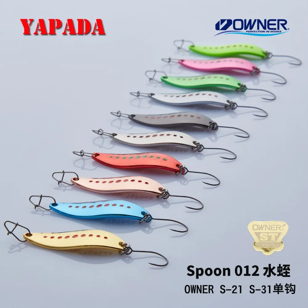 

YAPADA Spoon 012 New Leech 5g/45mm 7.5g/51mm OWNER Single Hook Multicolor Zinc alloy Metal Small Spoon Fishing Lures Trout