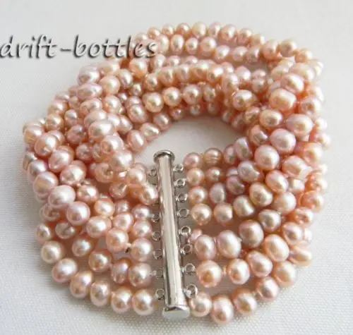 

Горячая продажа Новый стиль> 8 "8 нитей 6 мм круглый Лаванда пресноводный жемчуг браслет