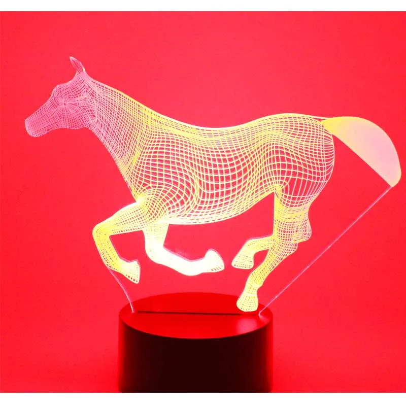 3D LED ночник бегущая лошадь с 7 видов цветов лампа для украшения дома потрясающая