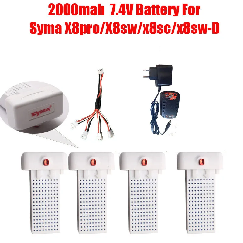 Syma X8PRO X8SW X8SC RC Дрон Квадрокоптер 7 4 в 2000 мА/ч сверхвысокой емкости Lipo X8 PRO