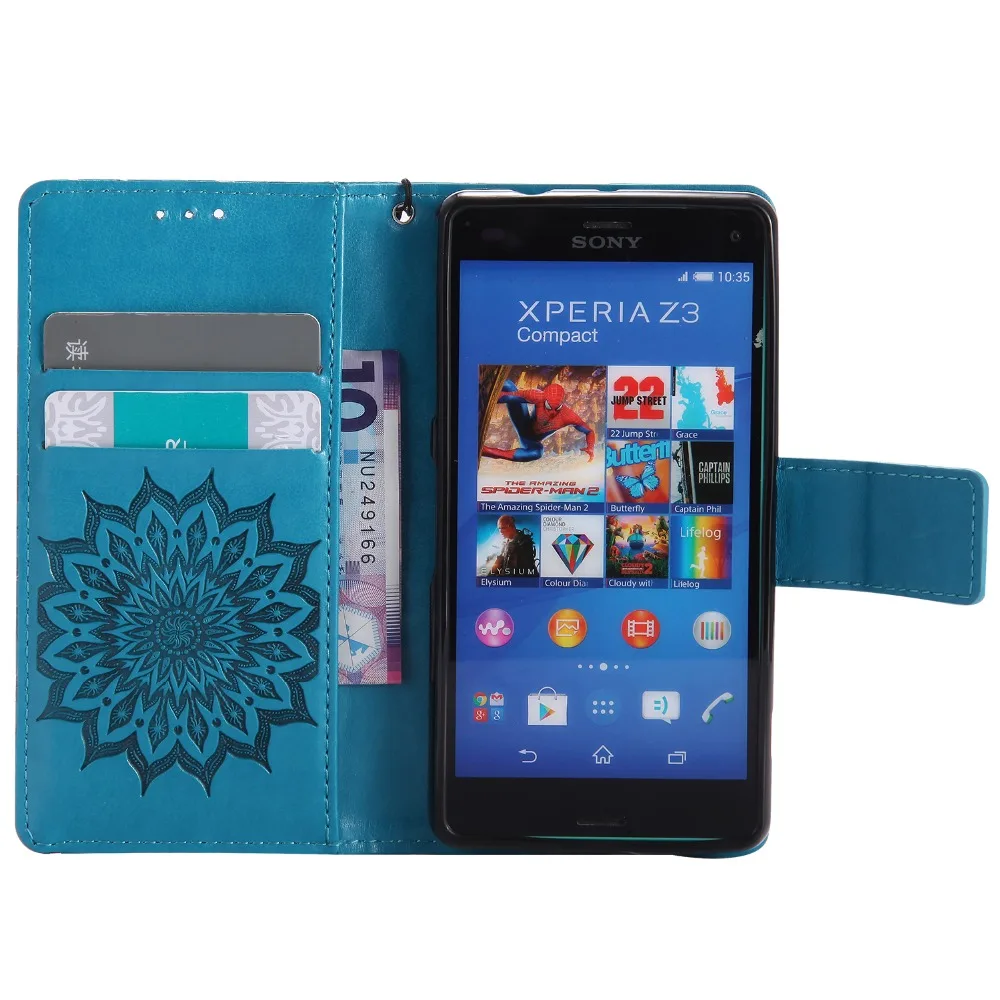 Чехол книжка для Sony Xperia Z3 Compact M55W компактный чехол eXperia + держатель карт|case for sony