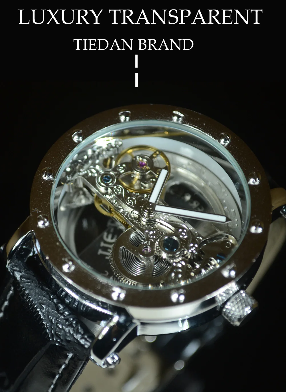 TIEDAN Tourbillon автоматические механические часы мужские прозрачные скелетные наручные часы мужские модные спортивные деловые часы подарок с коробкой