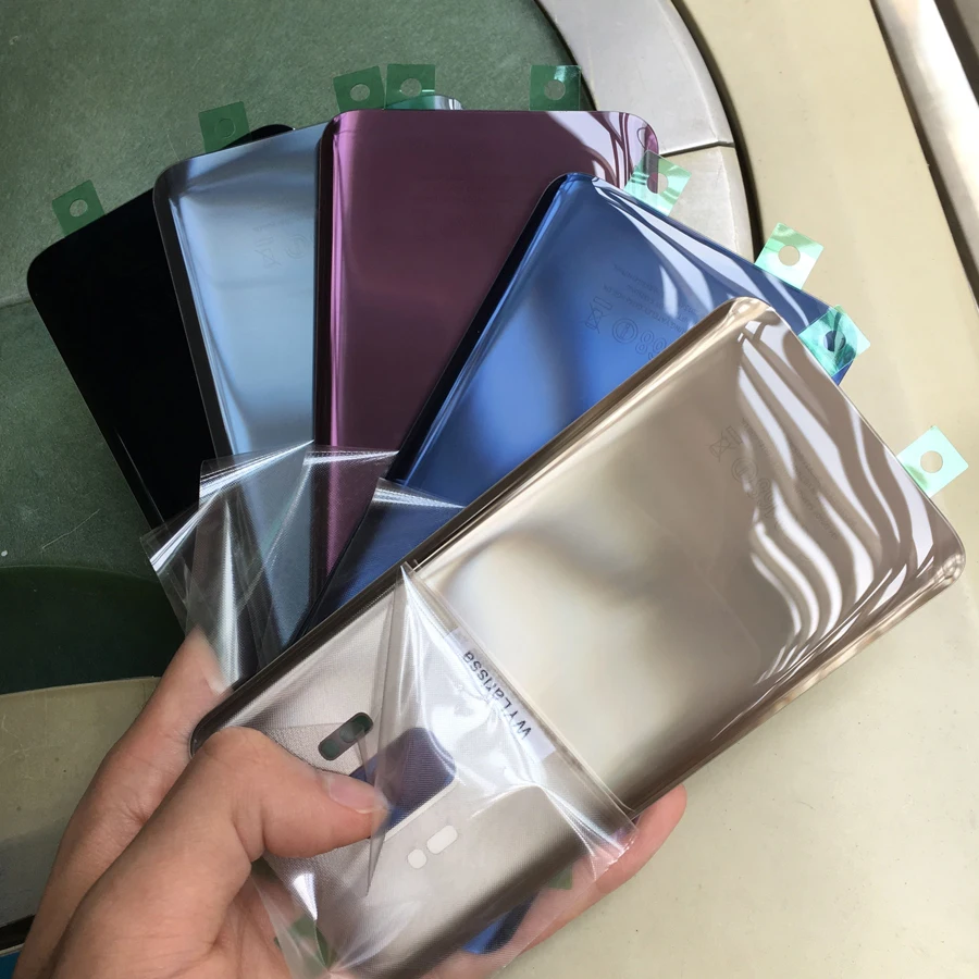 10 шт./лот задняя крышка аккумулятора чехол для samsung Galaxy S9 G960 S9+ G965 S9 Plus Задняя стеклянная крышка корпуса+ клей+ надпись