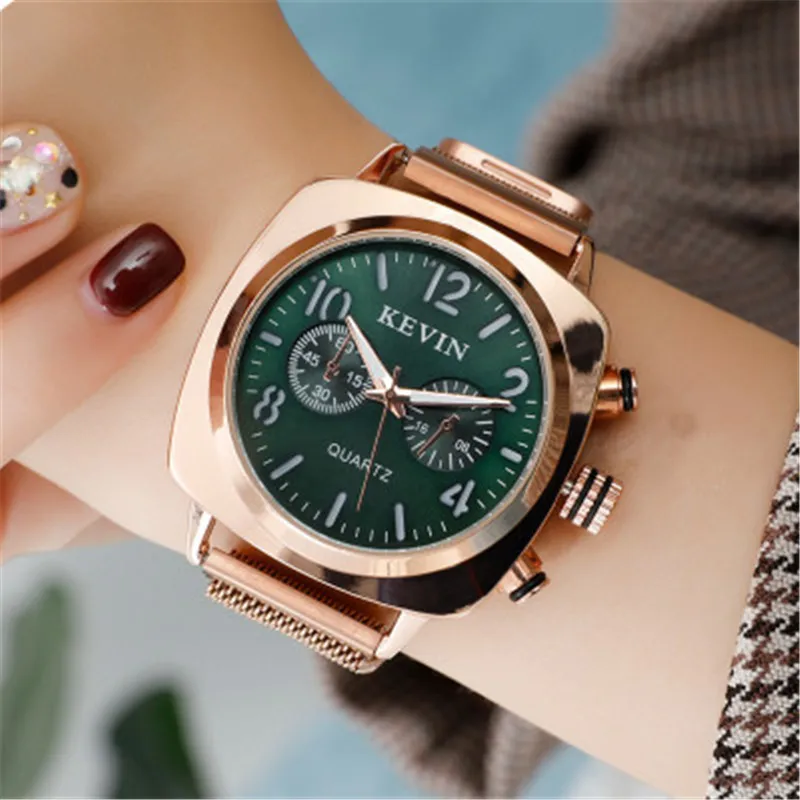 Mesh Green Женские наручные часы с магнитной застежкой от ведущего бренда, Роскошные водонепроницаемые часы из розового золота для женщин, женские часы Montre Femme zegarek damski - Цвет: Mesh Green