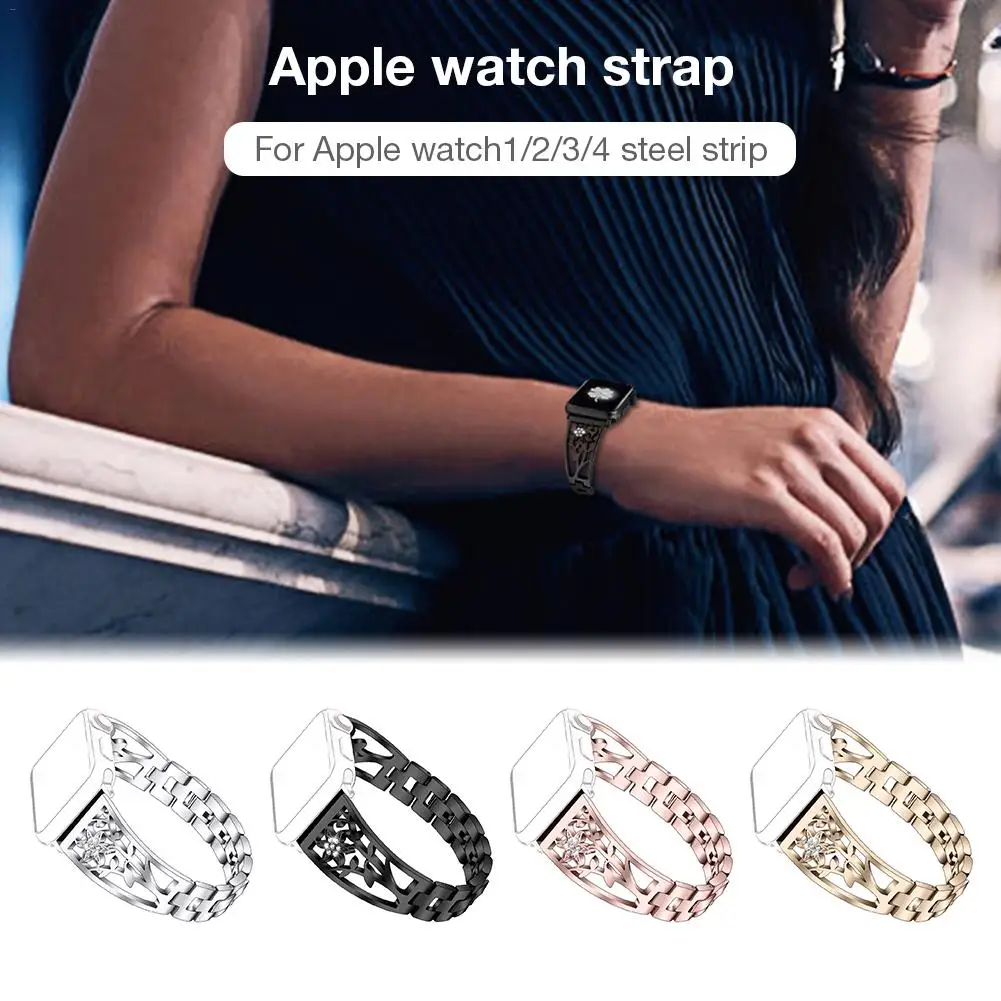 Ремешок для часов с бриллиантом Apple Iwatch полые металлические из нержавеющей стали