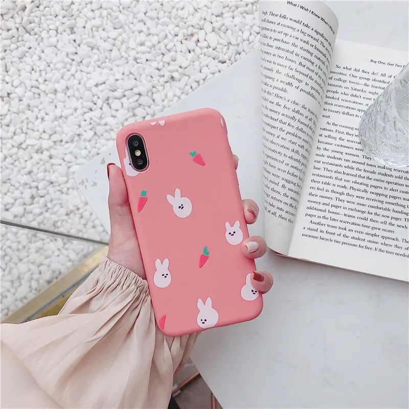 Милый мультфильм свинья-кролик карамельный розовый чехол мягкий TPU для телефона