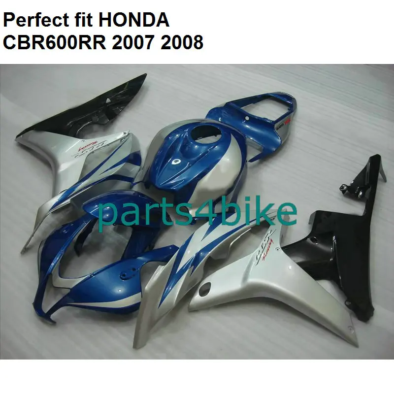 Литье под давлением Обтекатели для Honda CBR 600RR 2007 2008 Синий Серебряный комплект