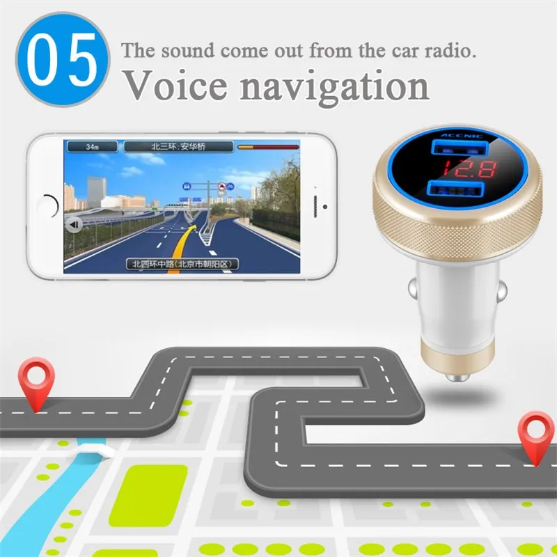 Bluetooth FM передатчик Автомобильный MP3 плеер монитор напряжения Handsfree быстрое
