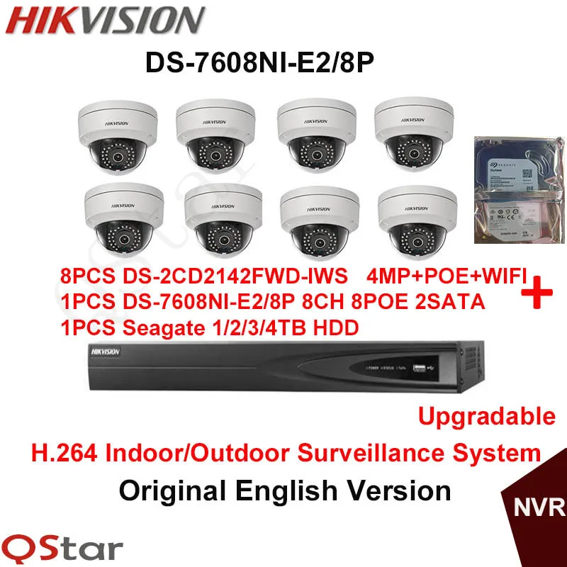 Hikvision оригинальный английский H.264 Системы Скрытого видеонаблюдения ds-2cd2142fwd-iws 4mp IP