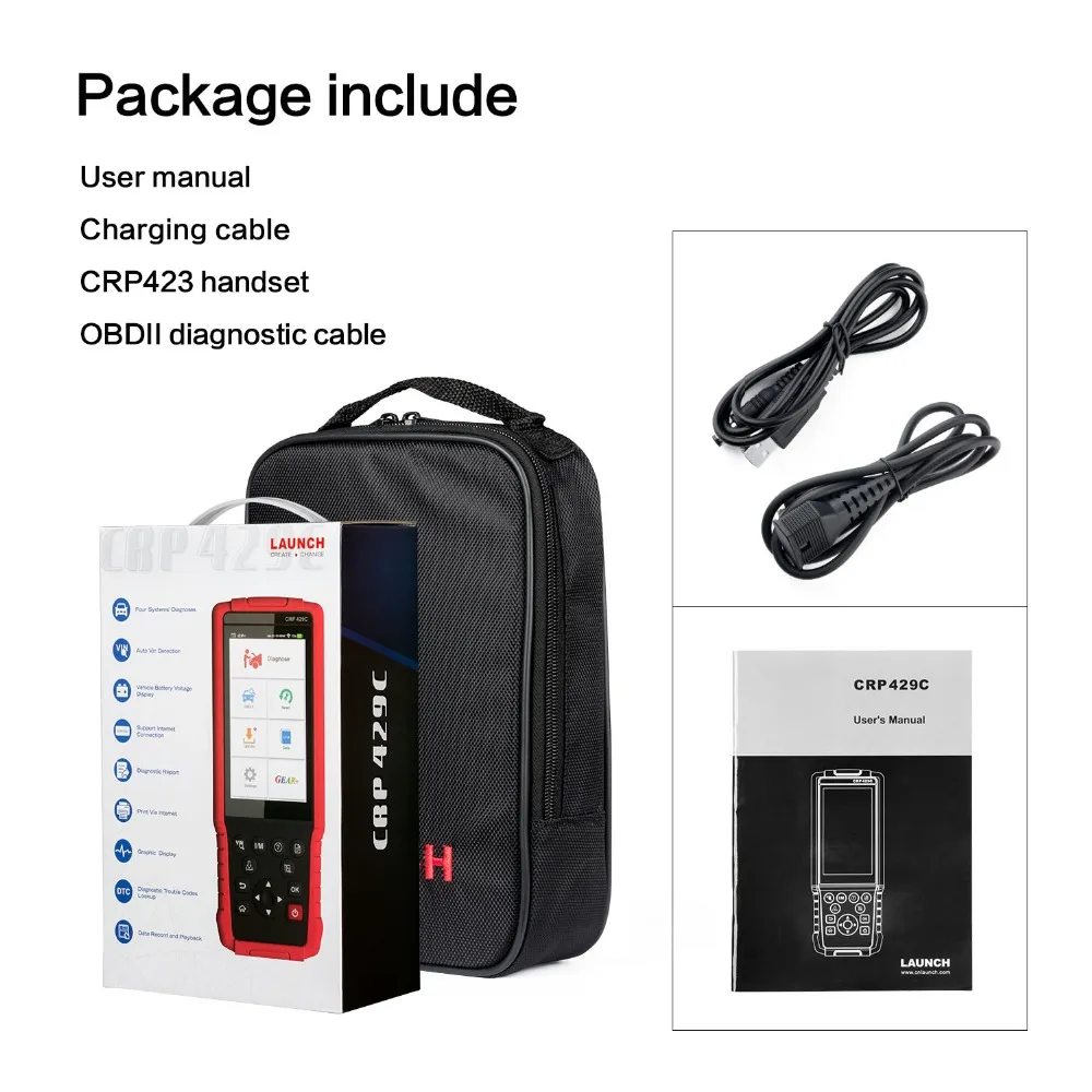 Новое поступление LAUNCH CRP 423 OBD2 диагностический инструмент сканер Поддержка двигателя/ABS/Подушка безопасности/AT OBD 2 CRP 423 авто код ридер Обновление бесплатно