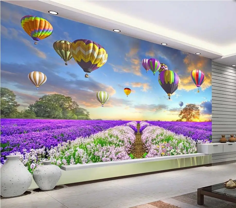 3d обои для комнаты закат лаванда цветы фон настенные фотообои стен | Обустройство