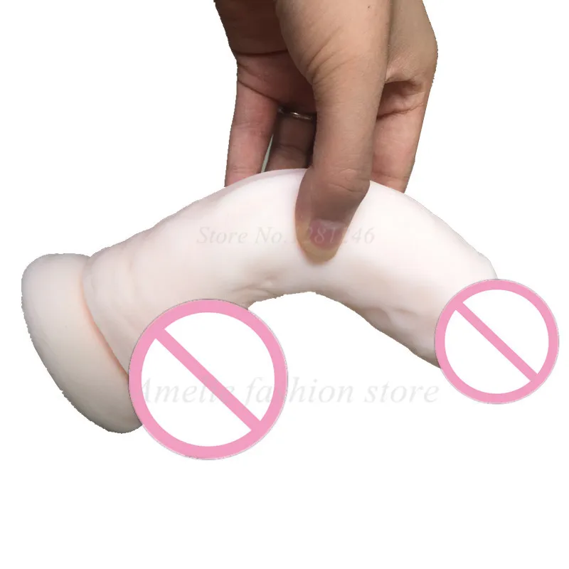 Белый мягкий фаллоимитатор с присоской большой реалистичный пенис гибкий