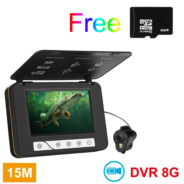 15M 8GB with DVR EYOYO " монитор 15/возможностью погружения на глубину до 30 м Рыболокаторы Камера HD 1000TVL подводная лед рыбалка видео Камера DVR fischfinder-гидравлические подводная видео Камера - Цвет: 15M 8GB with DVR