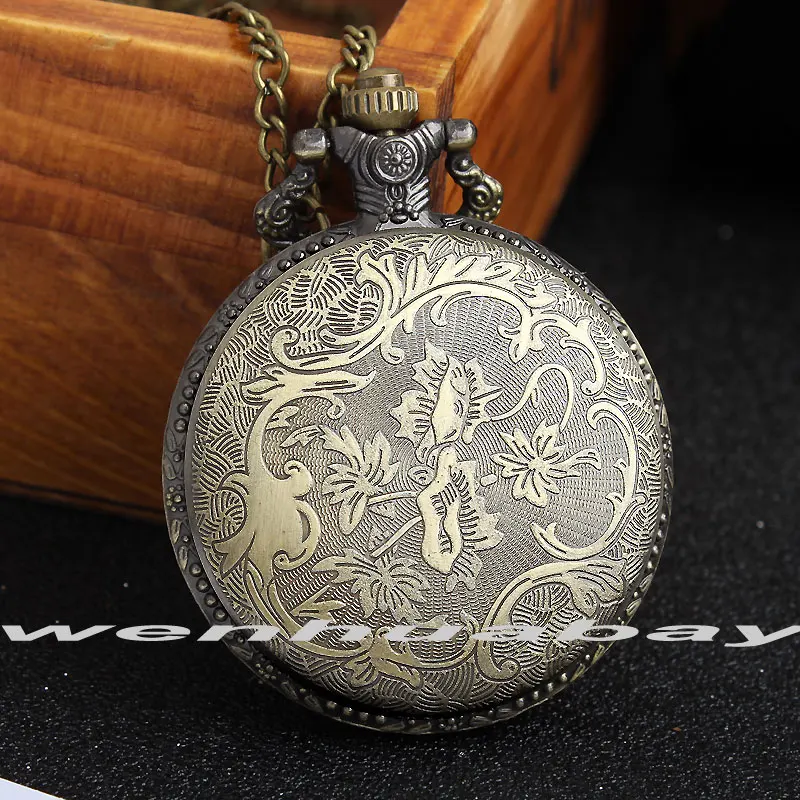 Винтажные бронзовые карманные часы в ретро стиле с металлическим брелоком