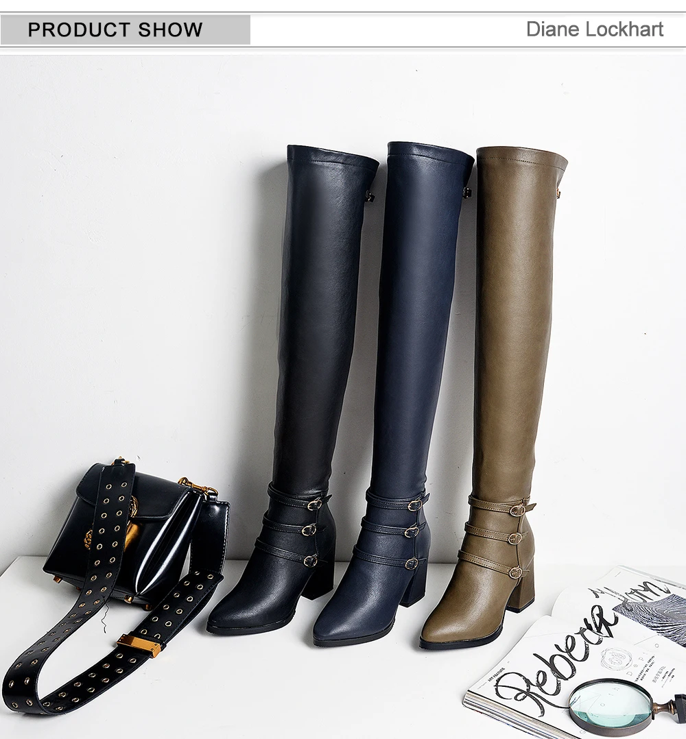autumn winter new Plush over the knee women boots Chunky Heel Shoes ladies long boots female Thigh High Botas large size 32 43