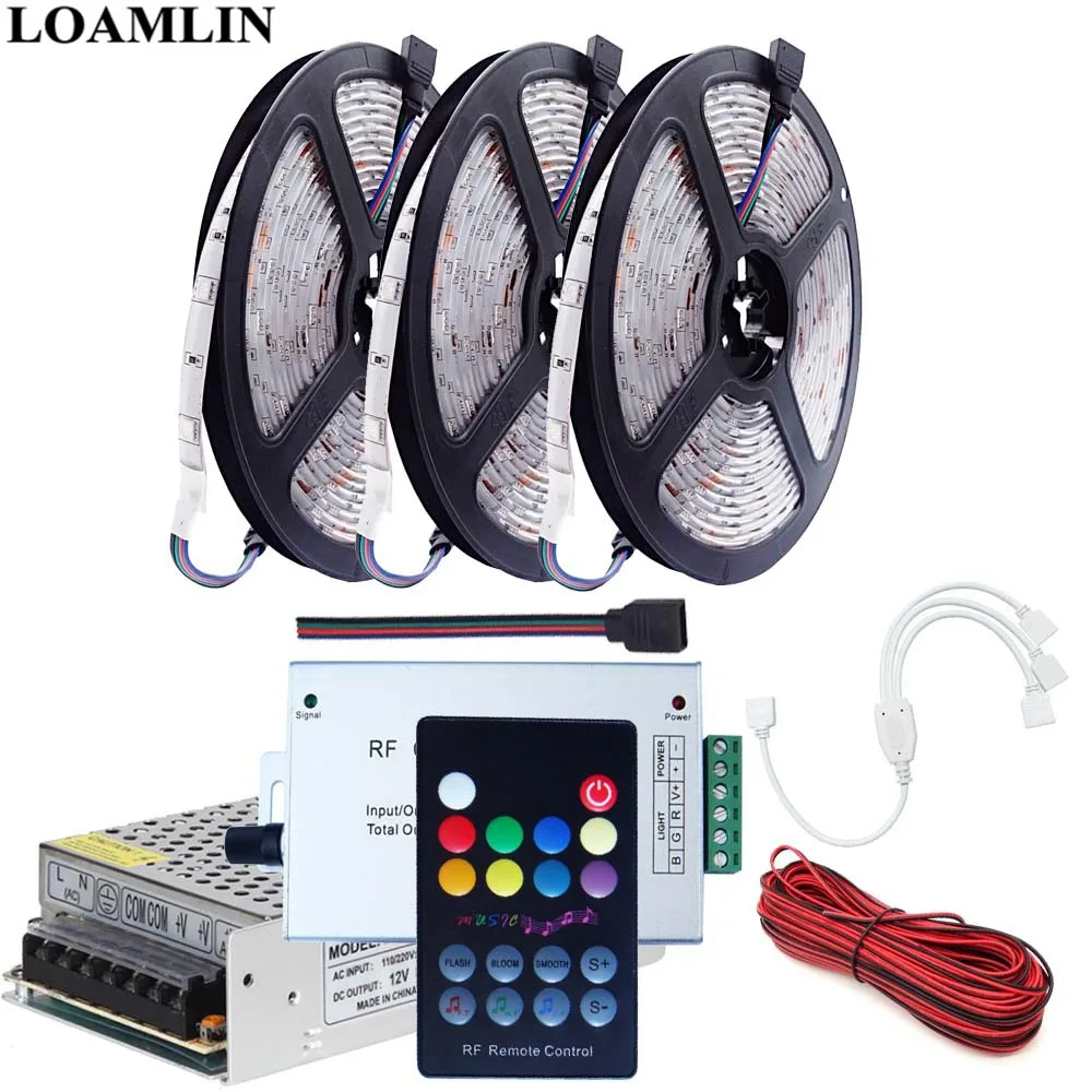 5050 30 светодиодов/м RGB Светодиодная лента гибкий свет 18 клавиш RF Led контроллер DC12V