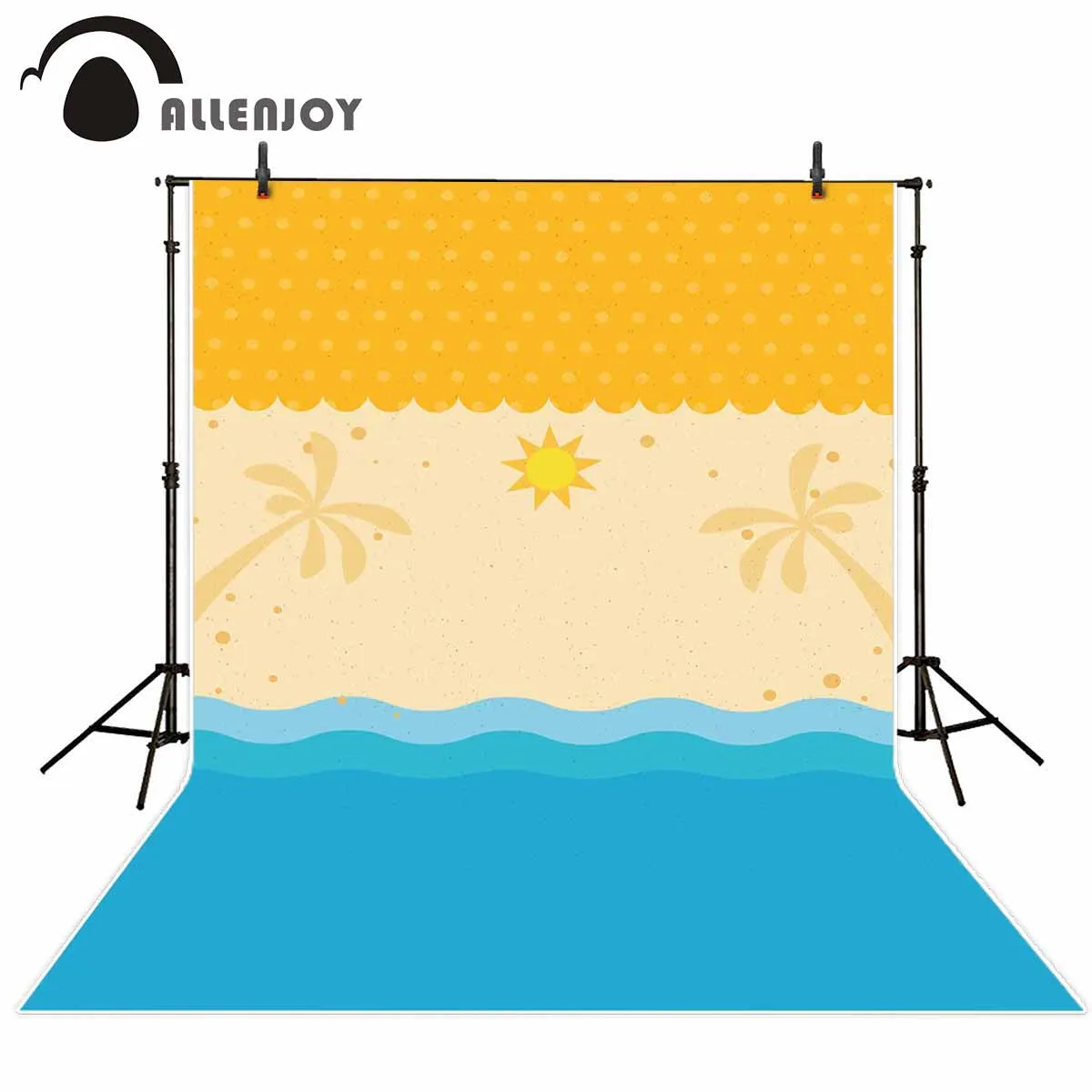 Allenjoy kids background for photography Yellow dots coconut trees sun beach seawater backdrop newborn summer baby photocall | Электроника