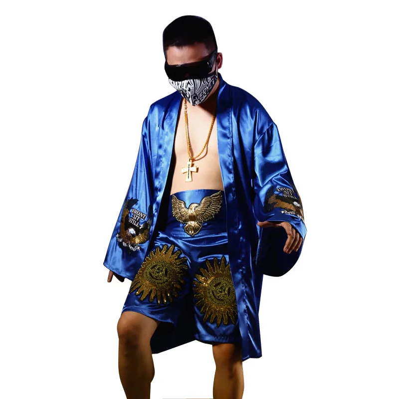 Мужской комплект из 2 предметов (рубашка + шорты) длинный кардиган халат кимоно