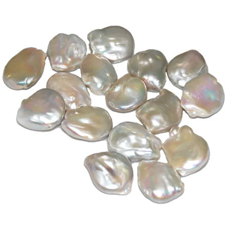 

21-30mm Natural White Flat Loose Baroque Coin Pearls