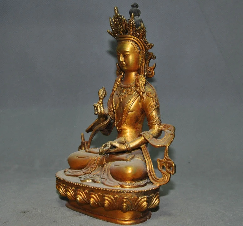 Тибетский буддизм бронзовый Gilt Vajrasattva tara Kwan-Yin статуя Бодхисаттвы Гуаньинь | Дом и