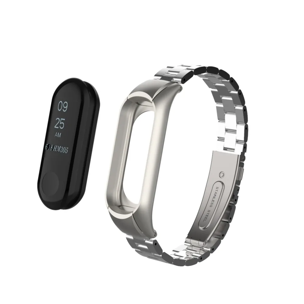 Умный Браслет miband 3 роскошный браслет из нержавеющей стали ремешок металлический браслет для Xiaomi Mi Band 3