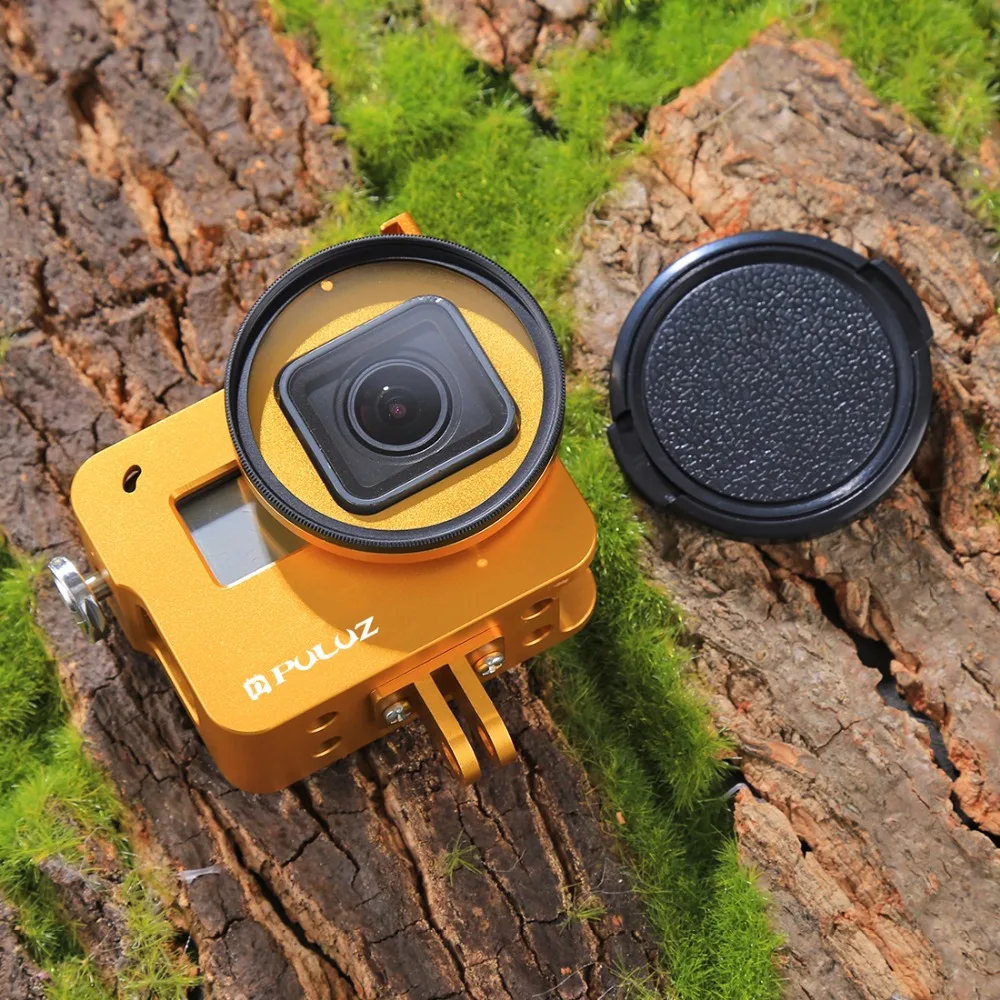 PULUZ чехол Корпус оболочка для GoPro Hero 7 черная CNC Защитная клетка+ страховая рамка и 52 мм УФ-объектив для GoPro Hero