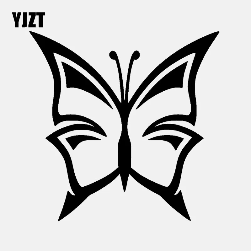 

YJZT 13,2 см * 13,1 см Автомобильная наклейка окно автомобиля Милая виниловая наклейка мультяшная бабочка с индивидуальностью черная/Серебряная ...